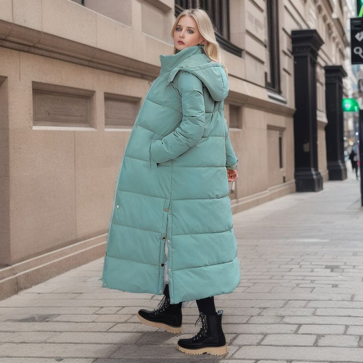 Enkel lange puffer jas