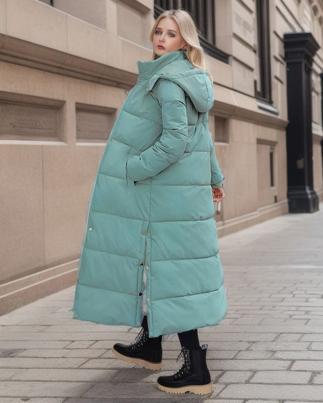 Enkel lange puffer jas