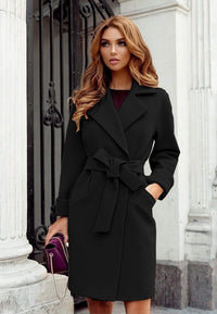 Autumn Winter 2022 independent station wish Amazon ebay fashion slim-fit belt lapel wool coat coat