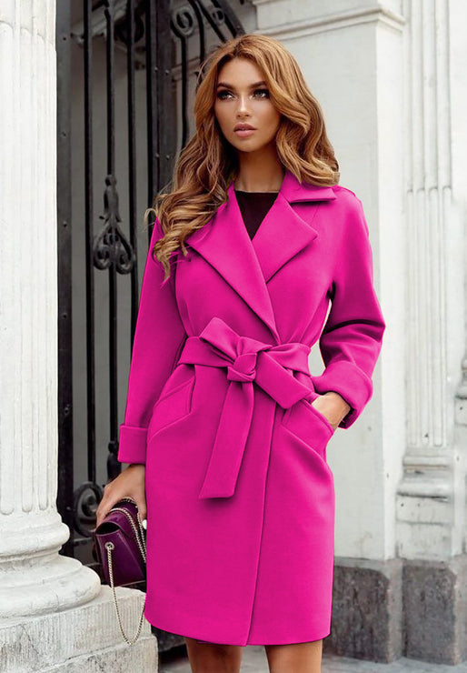 Autumn Winter 2022 independent station wish Amazon ebay fashion slim-fit belt lapel wool coat coat