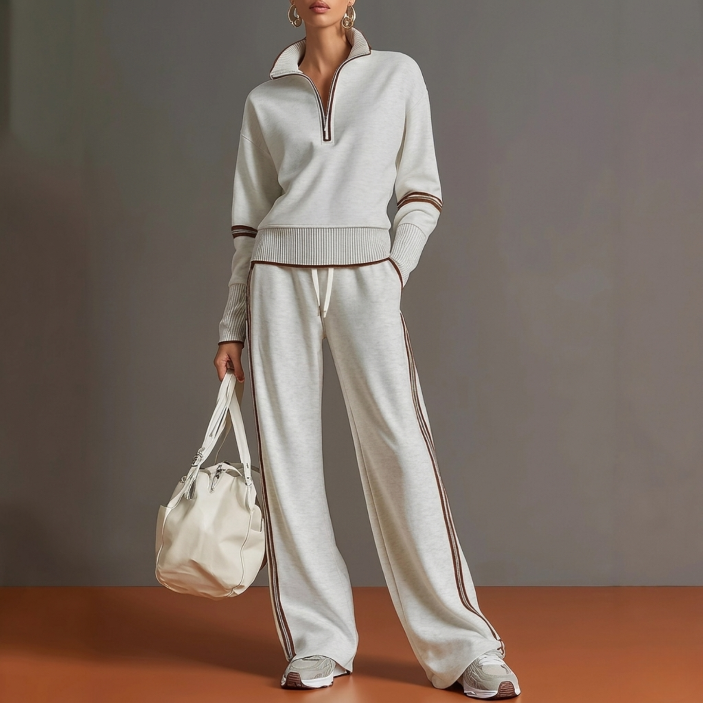 Casual leisure suit met accent strepen.